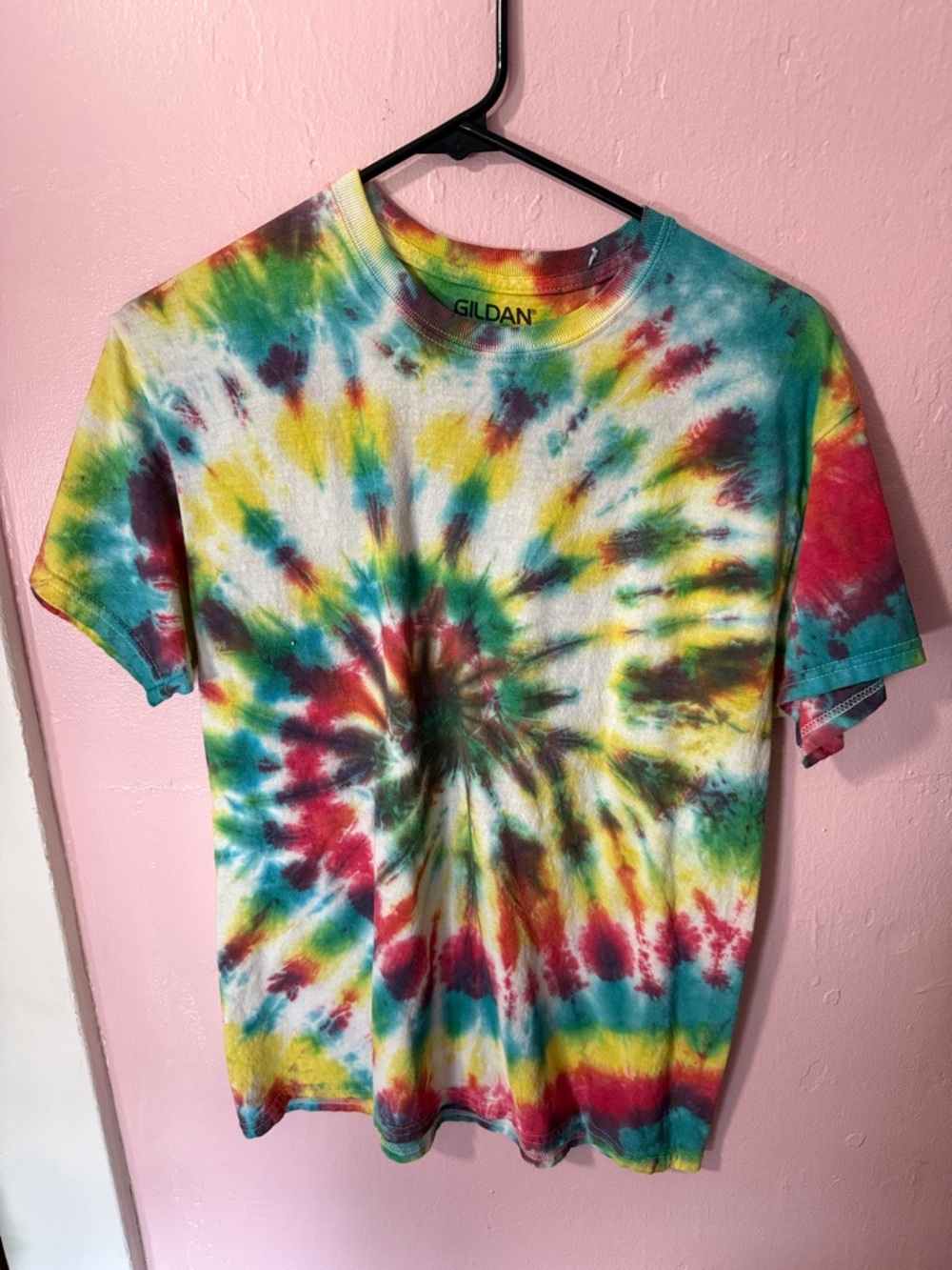 Gildan Spiral Tie-Dye Short Sleeve Tee - Yellow, Green, Blue, Red
